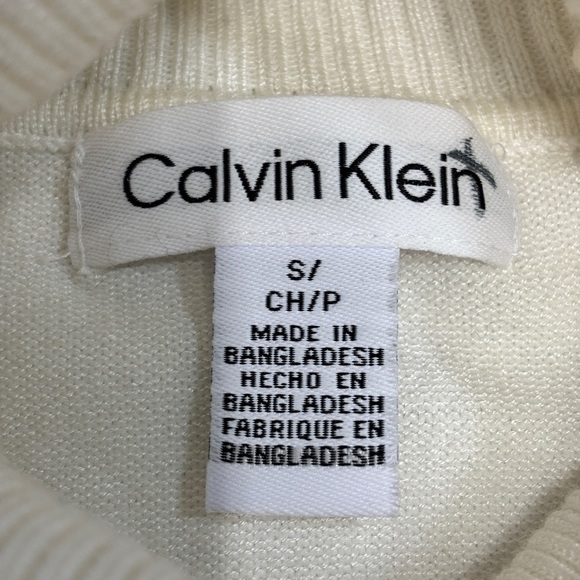 Calvin Klein Nude Tan Brown Cream Turtleneck Sweater Striped Color Block S - Picture 3 of 7